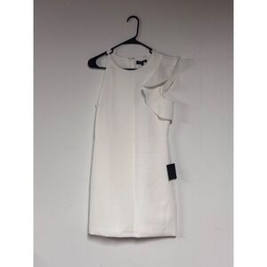 Lulus White One Shoulder Ruffle Mini Dress Sleeveless Cocktail Party Size S